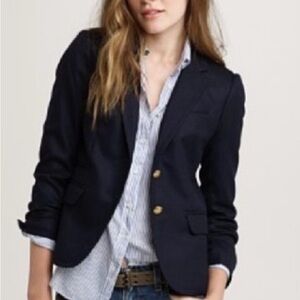 JCrew Women's Original Schoolboy Wool Navy Blazer EUC beautiful brass buttons